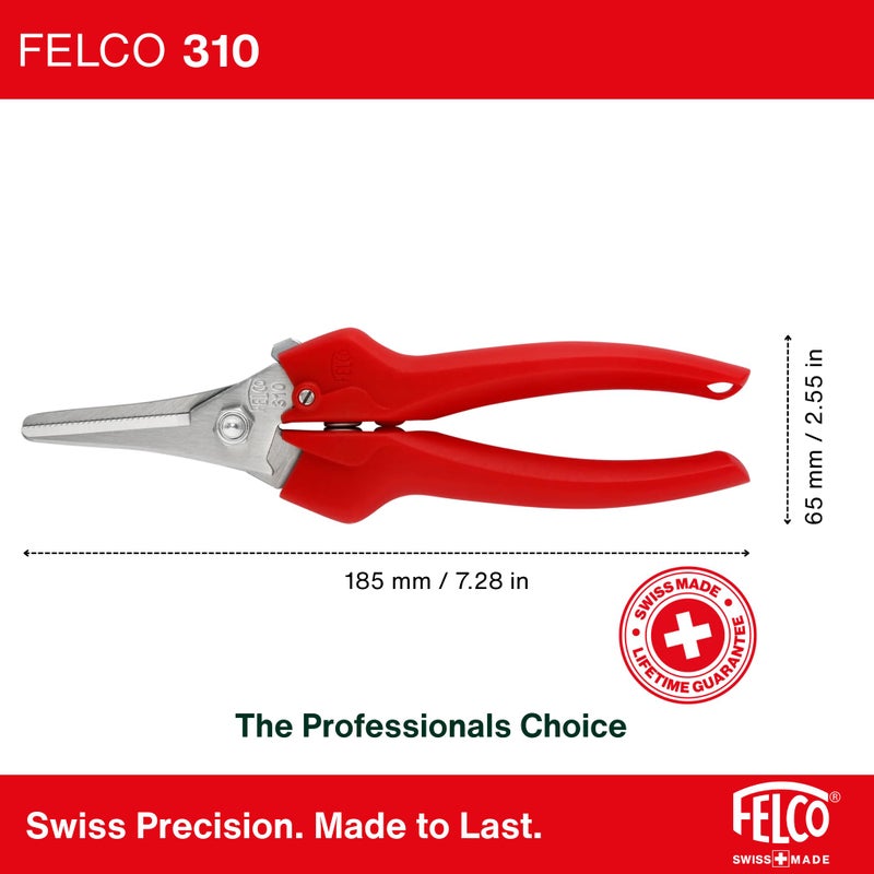 Felco F310 Pruning Snips â€“ 7.3" Lightweight Garden Clippers for Fine Trimming & Harvesting | Pruning Shears for Gardening | Garden Snips and Pruners with Forged Aluminum Handles, Precision Tip - Image 3